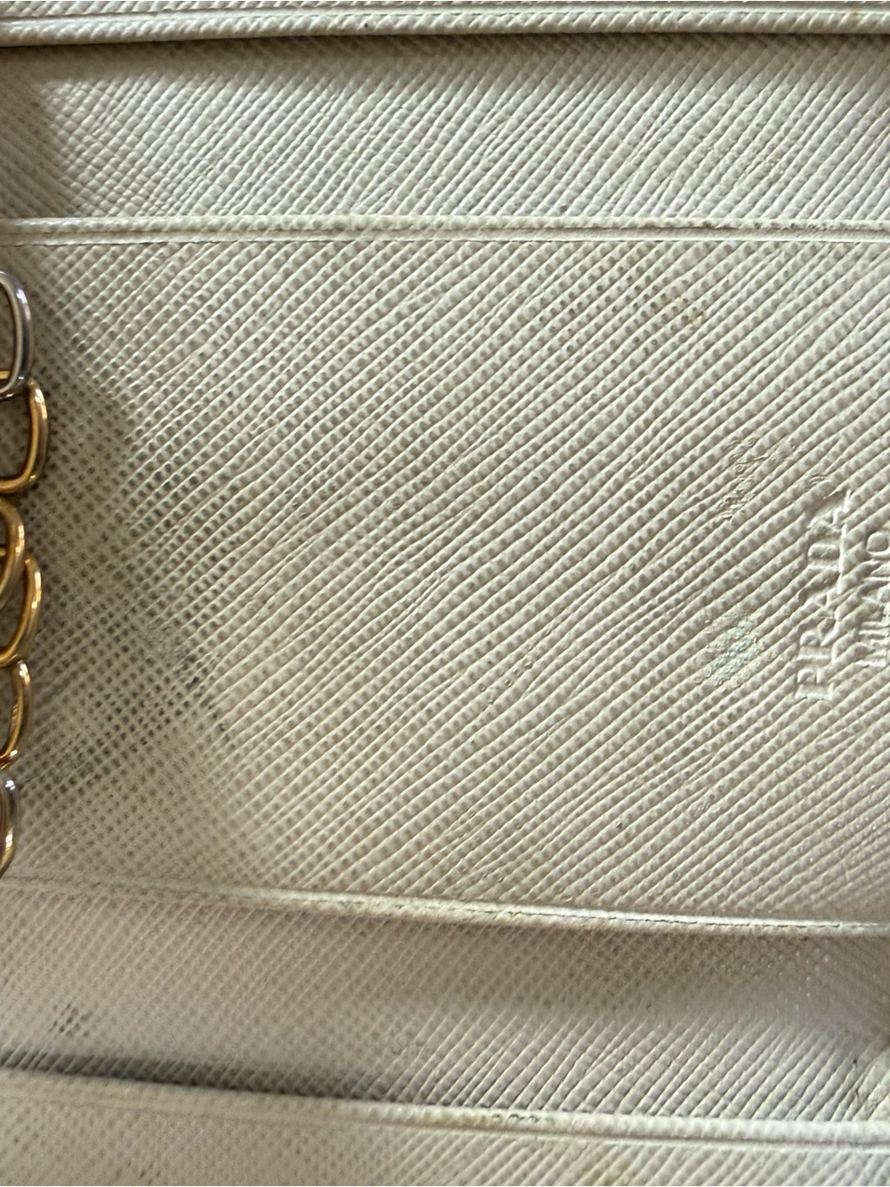 Prada Milano Cream Saffiano Leather Key Cardholder - Picture 2 of 6
